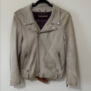 GOLDEN GOOSE BROWN SUEDE BIKER JACKET